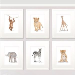 Set of 6 animal prints for nursery